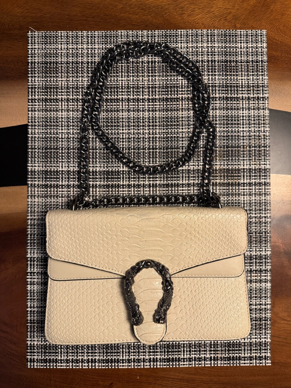 DEEPMEOW Khaki Crocodile Grain Crossbody Handbag ✨🐍